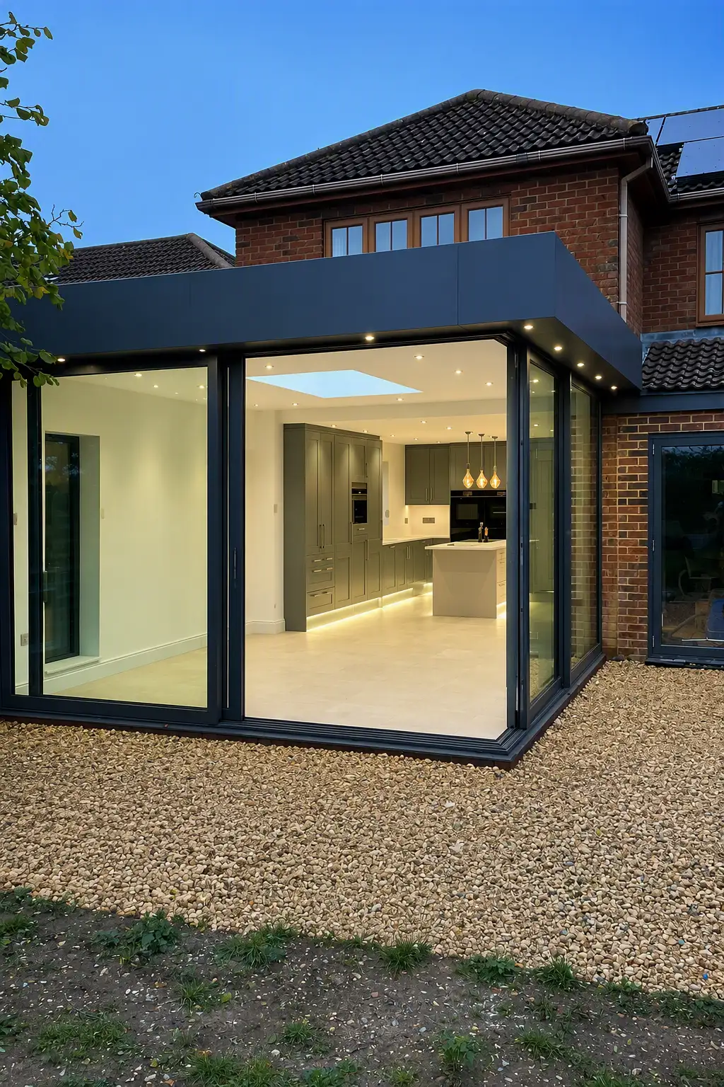 Glazed garden room extension to a brick home